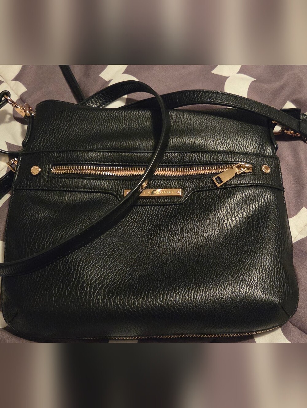 Black Crossbody Bag with Gold Hardware -poppy And Peonies